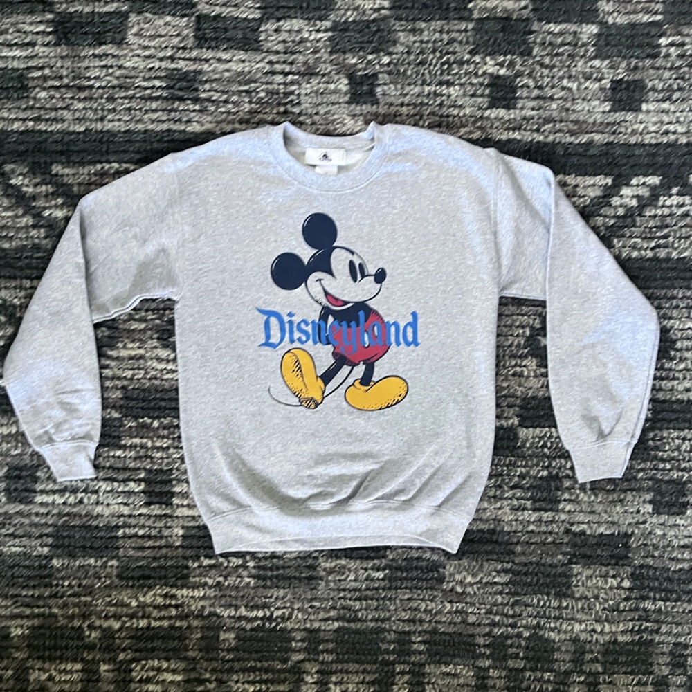 Disneyland Mickey Mouse Crewneck Sweatshirt Gray Size S Minimal Vintage Style - Picture 4 of 5